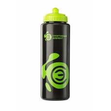 166 Бутылка 1000 мл. «Нефрит», черно-зеленая бутылка с зеленым логотипом