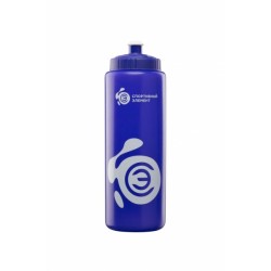 167 Бутылка 1000 мл. «Азурит», синяя бутылка с белым логотипом